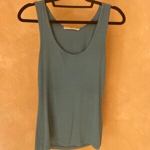 Soft Scoop Neck Tank Top. Muted Teal.